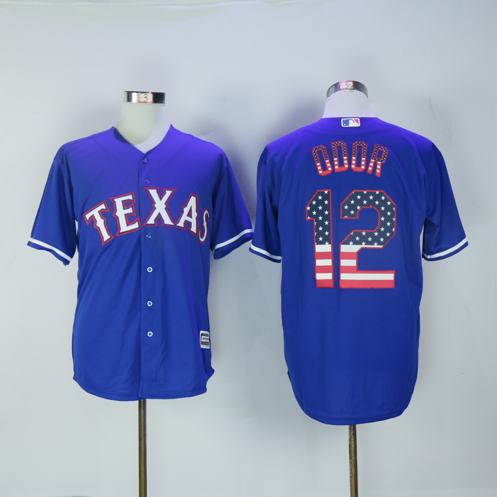 Men Texas Rangers #12 Odor Blue National flag MLB Jerseys